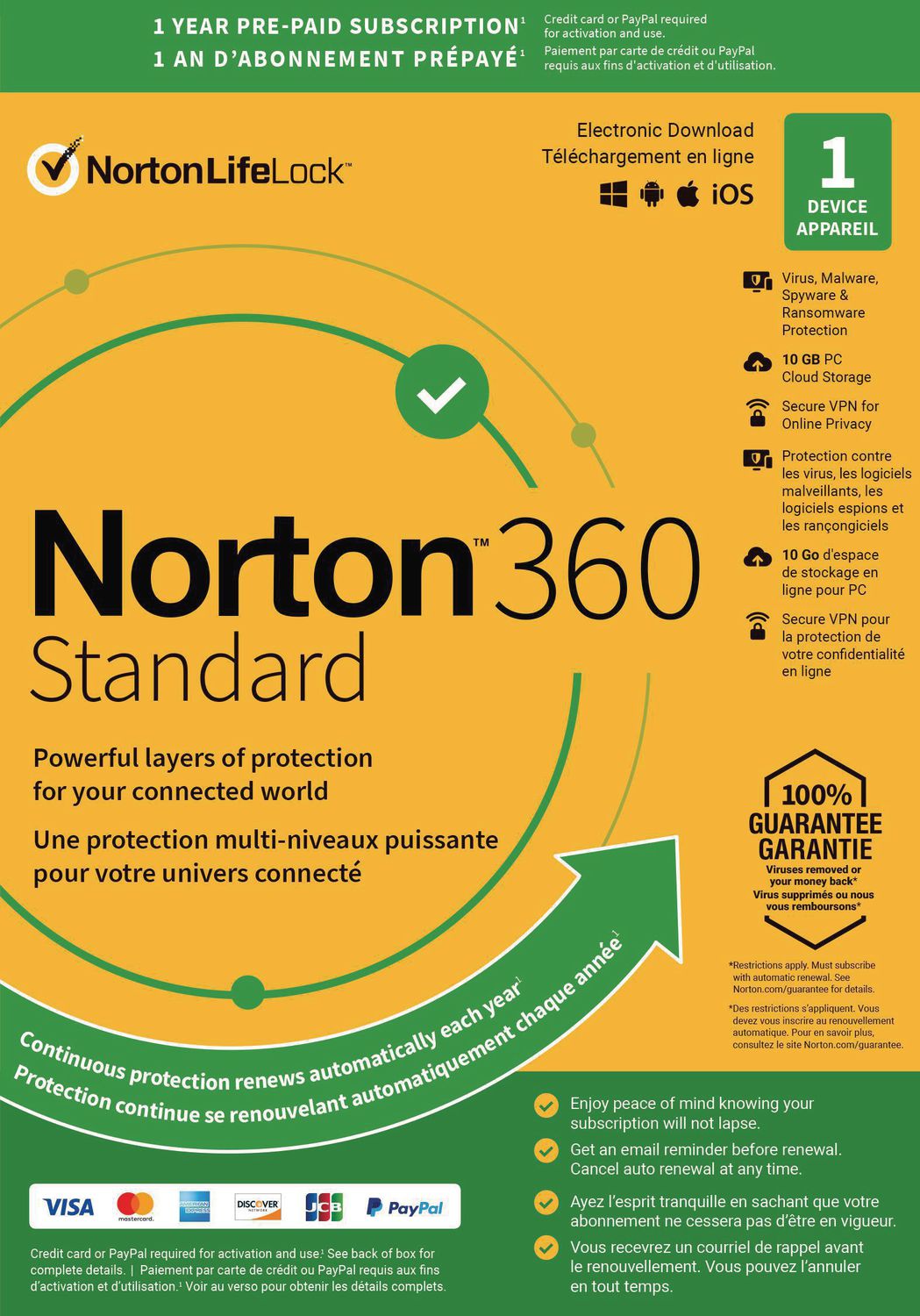 NORTON LIFELOCK 360 STANDARD 1 DEVICE 1-Year Subscription with Auto ...