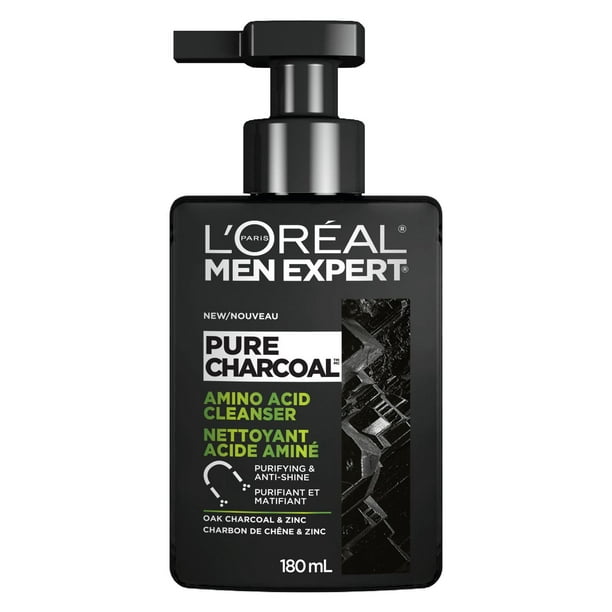 Men Expert Pure Charcoal Nettoyant Acide Aminé Nettoyant visage, 180 ml