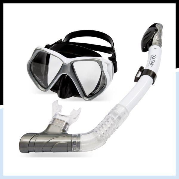 Ensemble de plongée avec tuba et lunettes de plongée, masque de plongée  étanche anti-buée anti-fuite en verre trempé, tuba sec pour