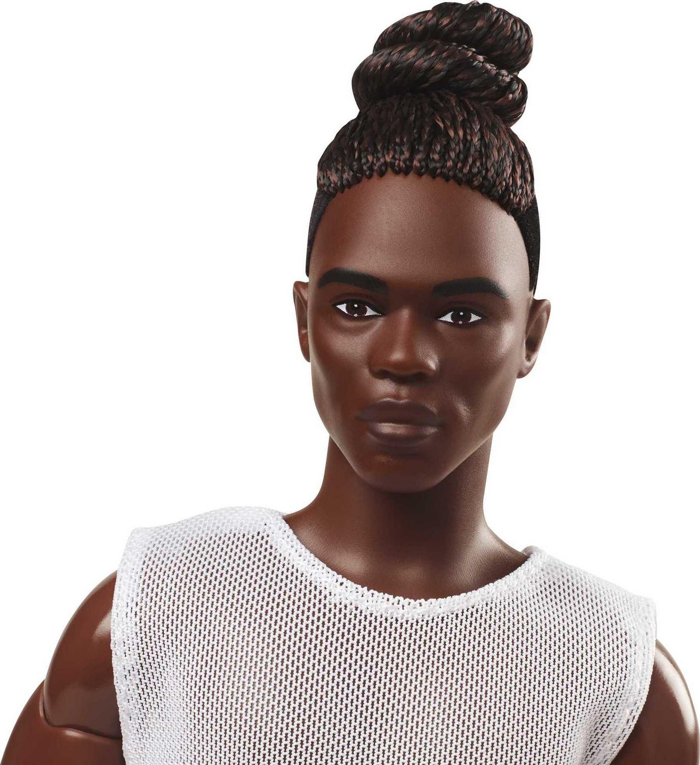 ​Barbie Signature Barbie Looks Ken Doll (Brunette with Braids & Bun  Hairstyle) Fully Posable Fashion Doll Wearing White Shirt & Pants