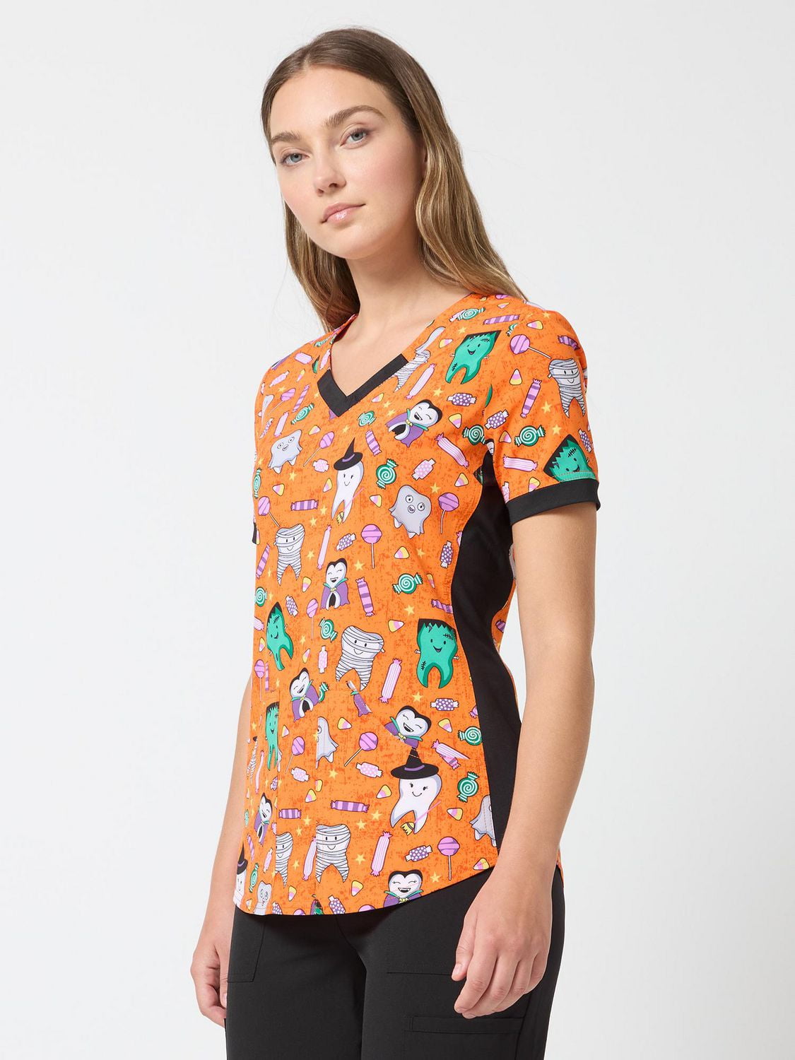 Haut pour femmes de la collection mode Scrubstar, imprimé Sweet Tooth, tailles XS à 3XL