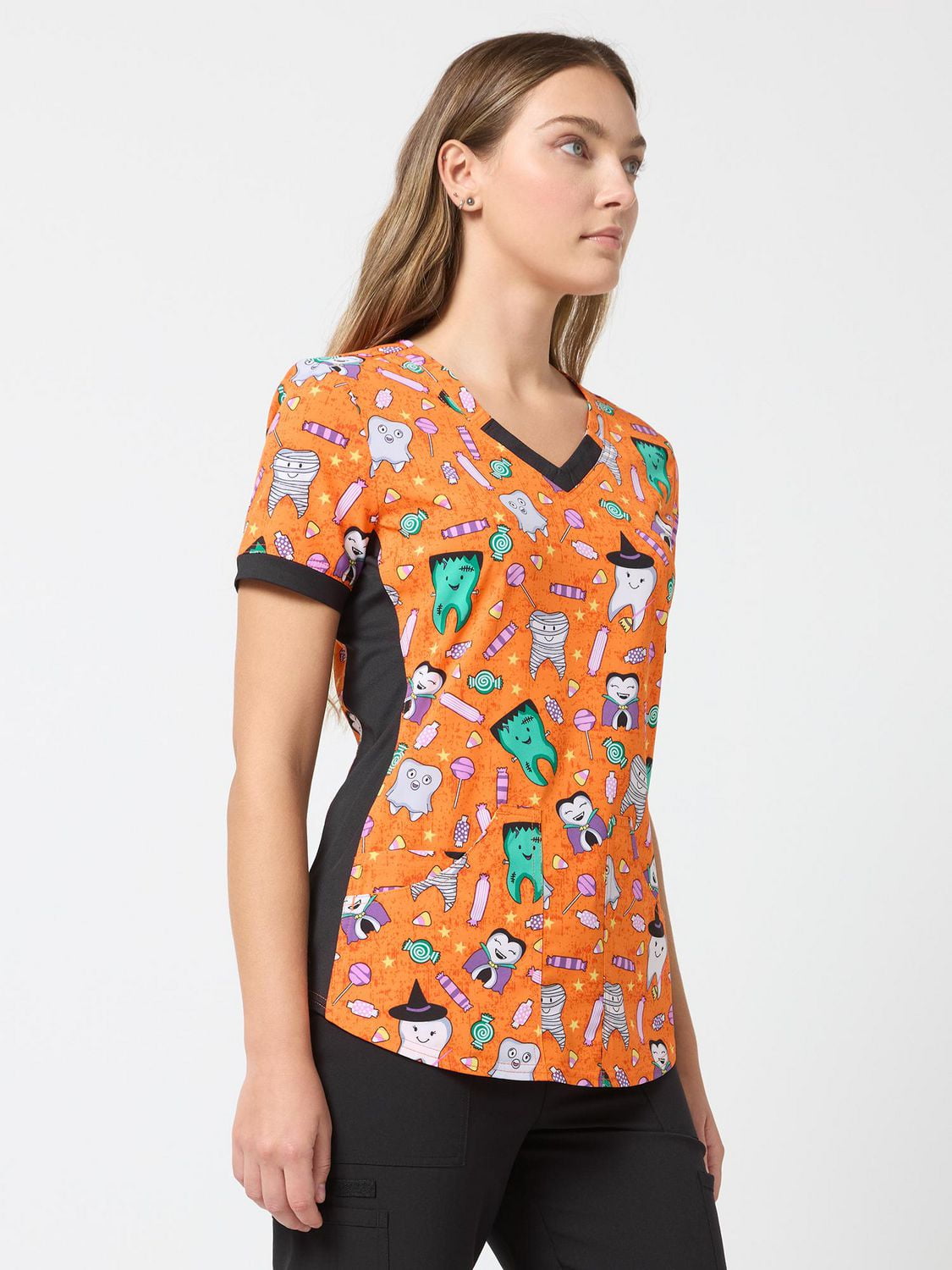 Haut pour femmes de la collection mode Scrubstar, imprimé Sweet Tooth, tailles XS à 3XL