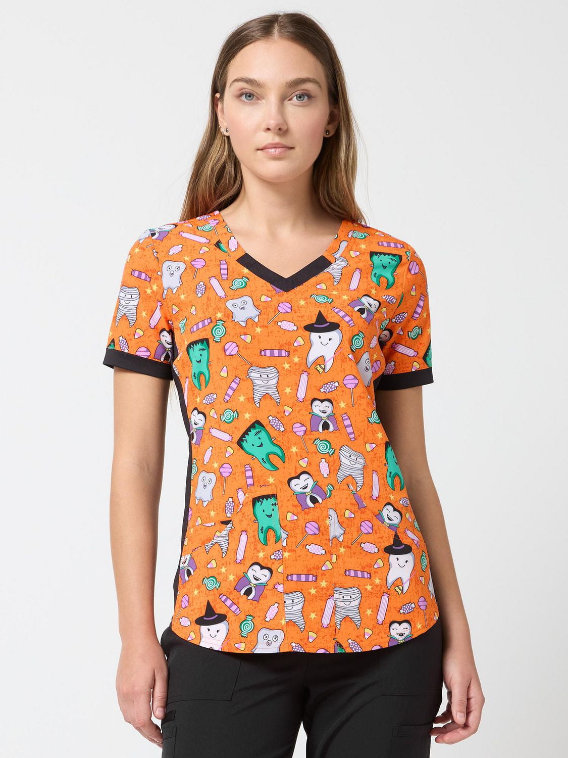 Scrubstar Fashion Collection Women’s Scrub Top, Sweet Tooth Print Top, Sizes XS–3XL