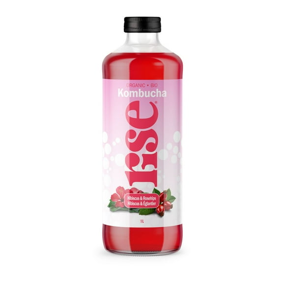RISE Kombucha Hibiscus & Rose Hips, 1L
