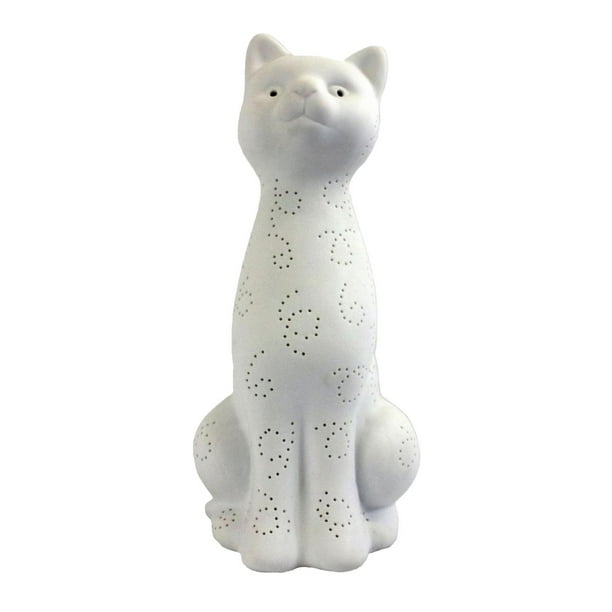 Lampe de table lumineuse Simple Designs en porcelaine en forme de chat Kitty Cat