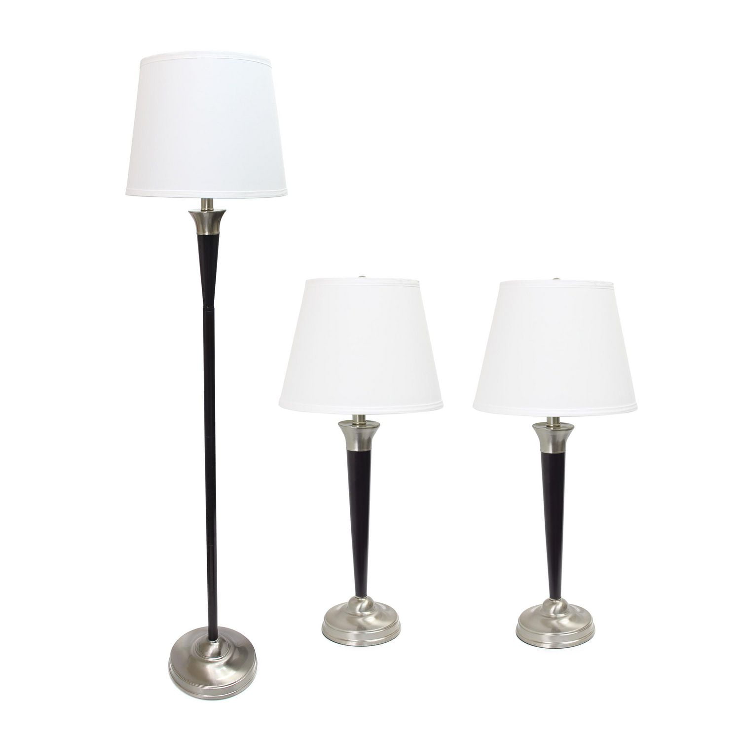 Elegant Designs Malbec Black and Brushed Nickel 3 Pack Lamp Set (2