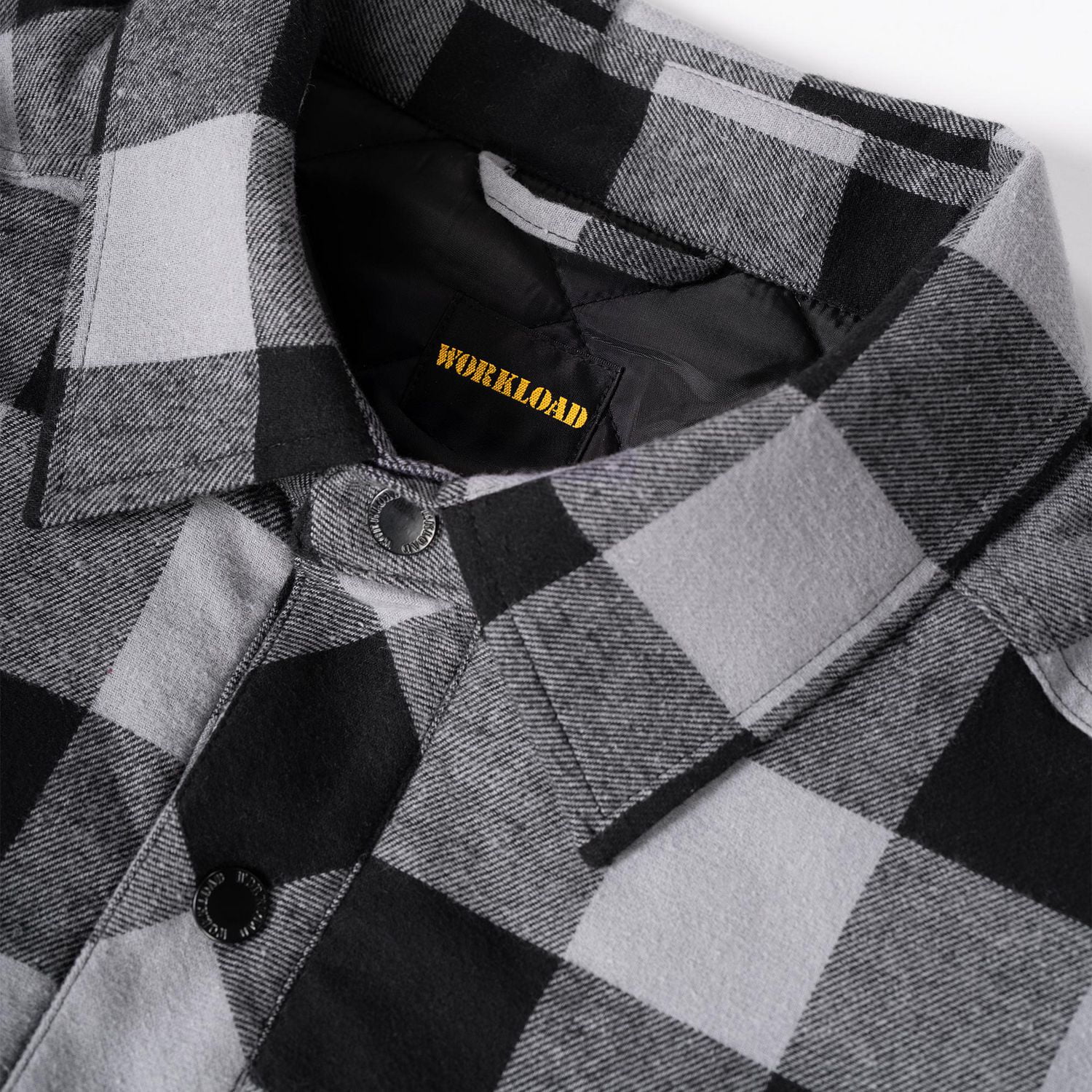 Veste chemise en flanelle noire doublée de matelassage Workload, tailles M à 2X