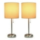 LimeLights Brushed Steel Stick Lamp with Charging Outlet and Fabric Shade 2 Pack Set - image 2 of 9