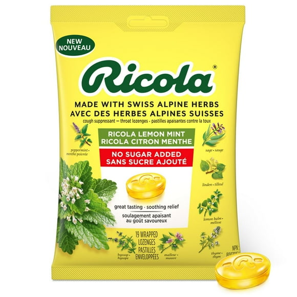 Ricola Lemon Mint Drops 19 Ct, Naturally Refreshing Throat Relief, 19 Count