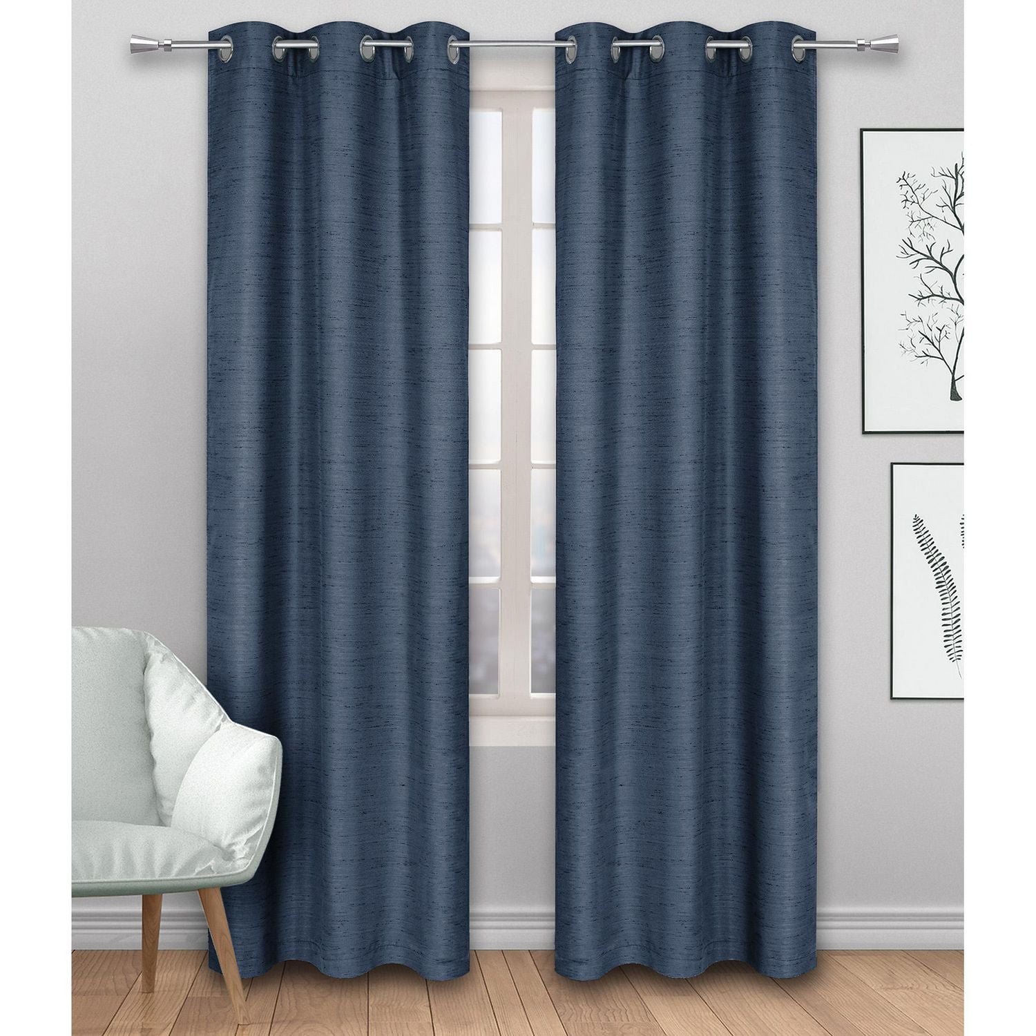 Safdie & Co. Curtain 2PK 84L Blackout Linen Look Denim Walmart Canada
