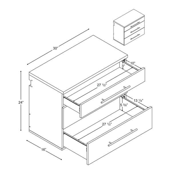 Unité de rangement à 3 tiroirs 12 po x 13 1/4 po x 24 1/4 po