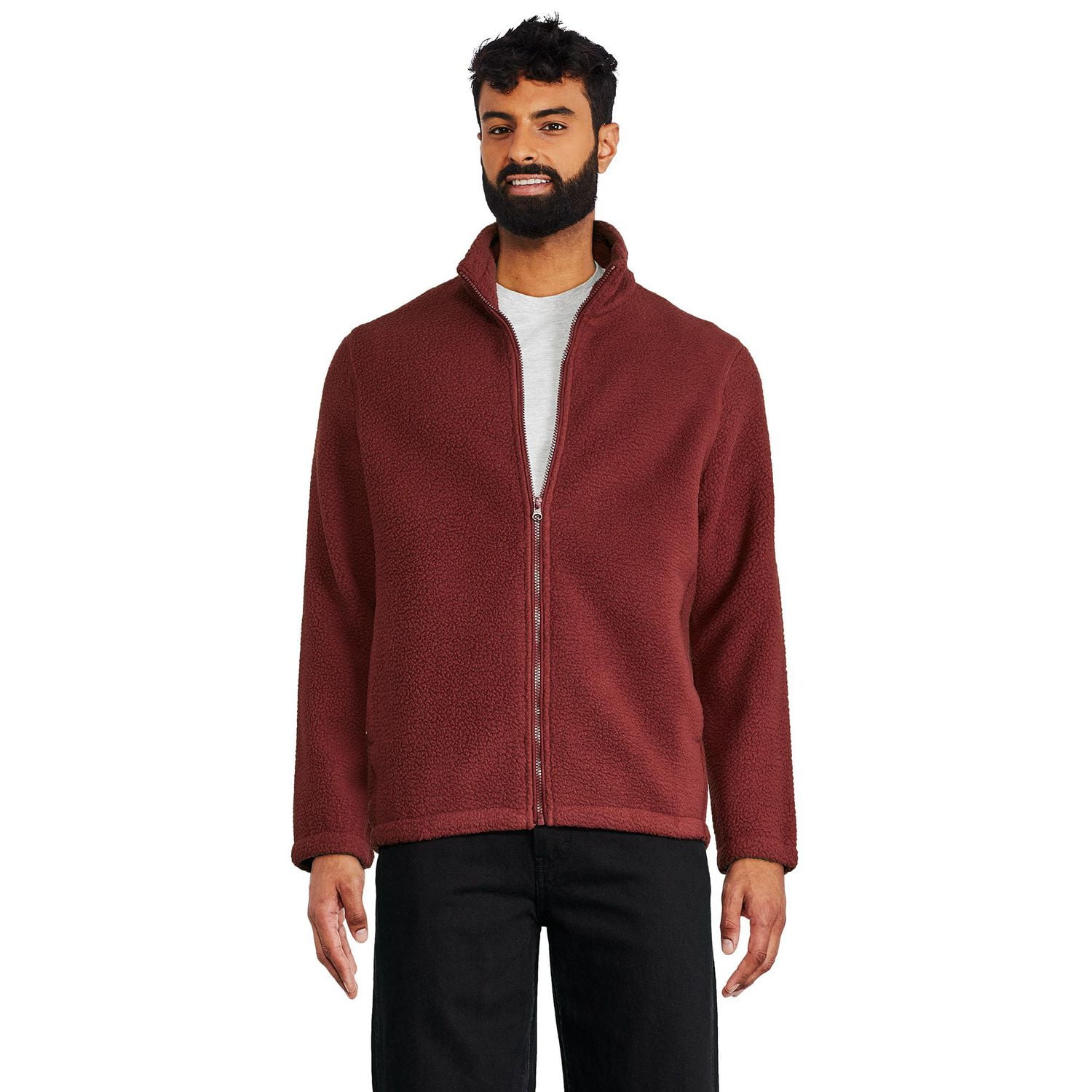 Manteau zippé en fausse peau de mouton George pour hommes