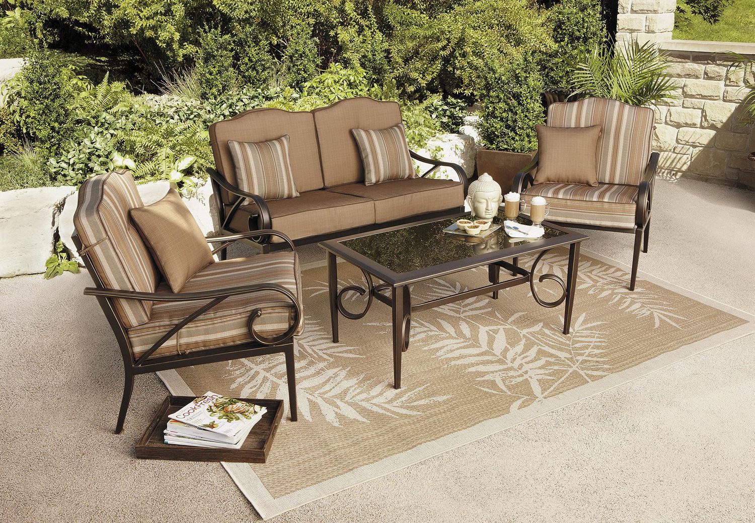 Hometrends Isabella 4 Piece Cushioned Conversation Set Canada - Isabella 4 Piece Patio Conversation Set
