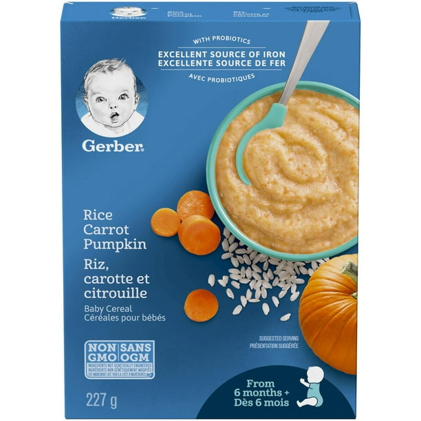 Céréales pour bébés GERBER® Étape 2 Riz avec carotte et citrouille 227 g