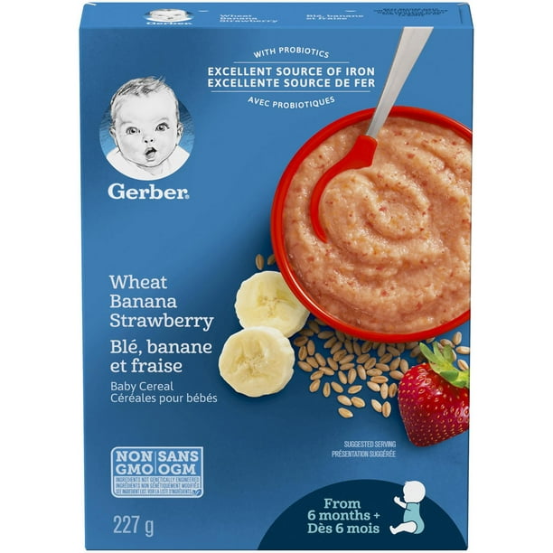 Céréales pour bébés GERBER® Étape 2 Blé avec banane et fraise 227 g 227 GR