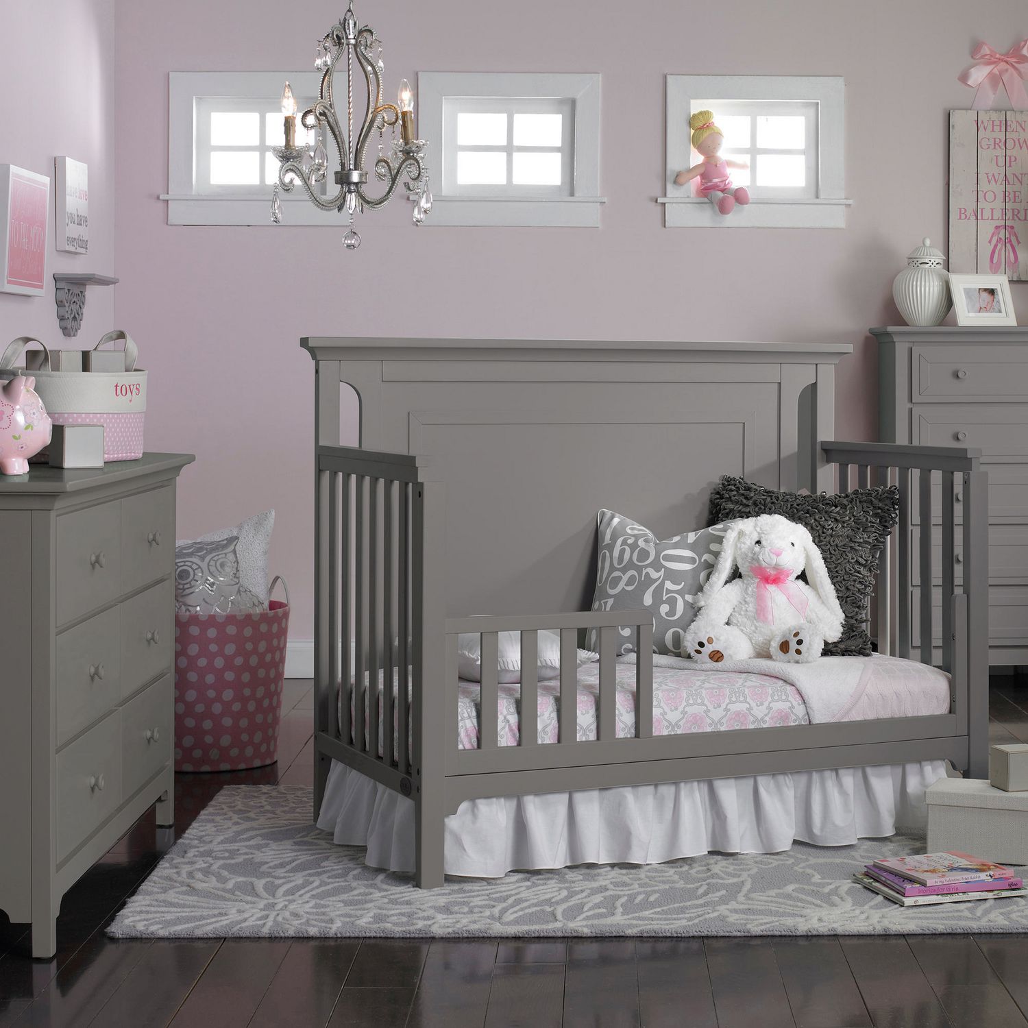 ti amo dresser misty grey Carino Convertible Crib Illusion Sweetheart