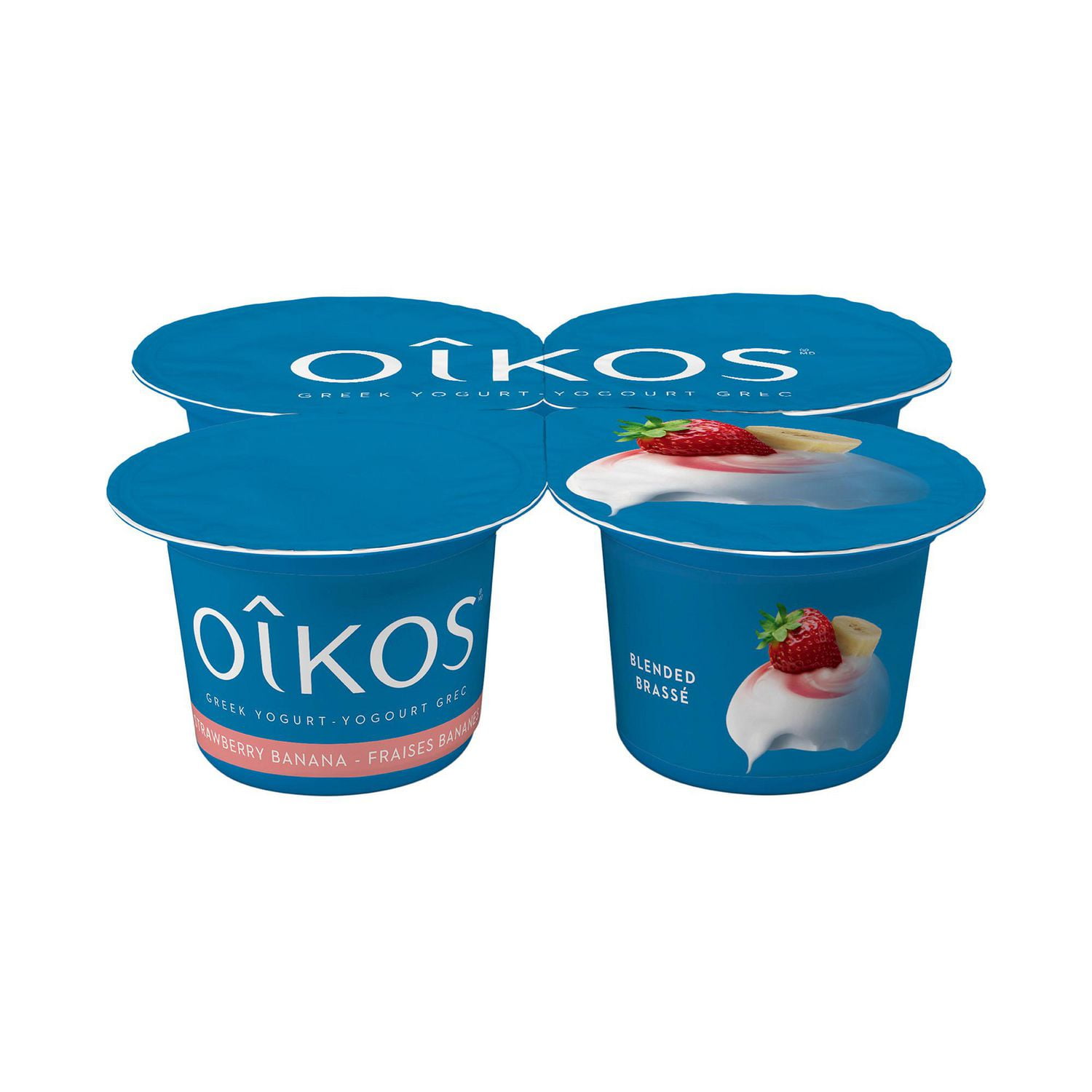 OIKOS Greek Yogurt, StrawberryBanana Flavour, 100g (Pack of 4