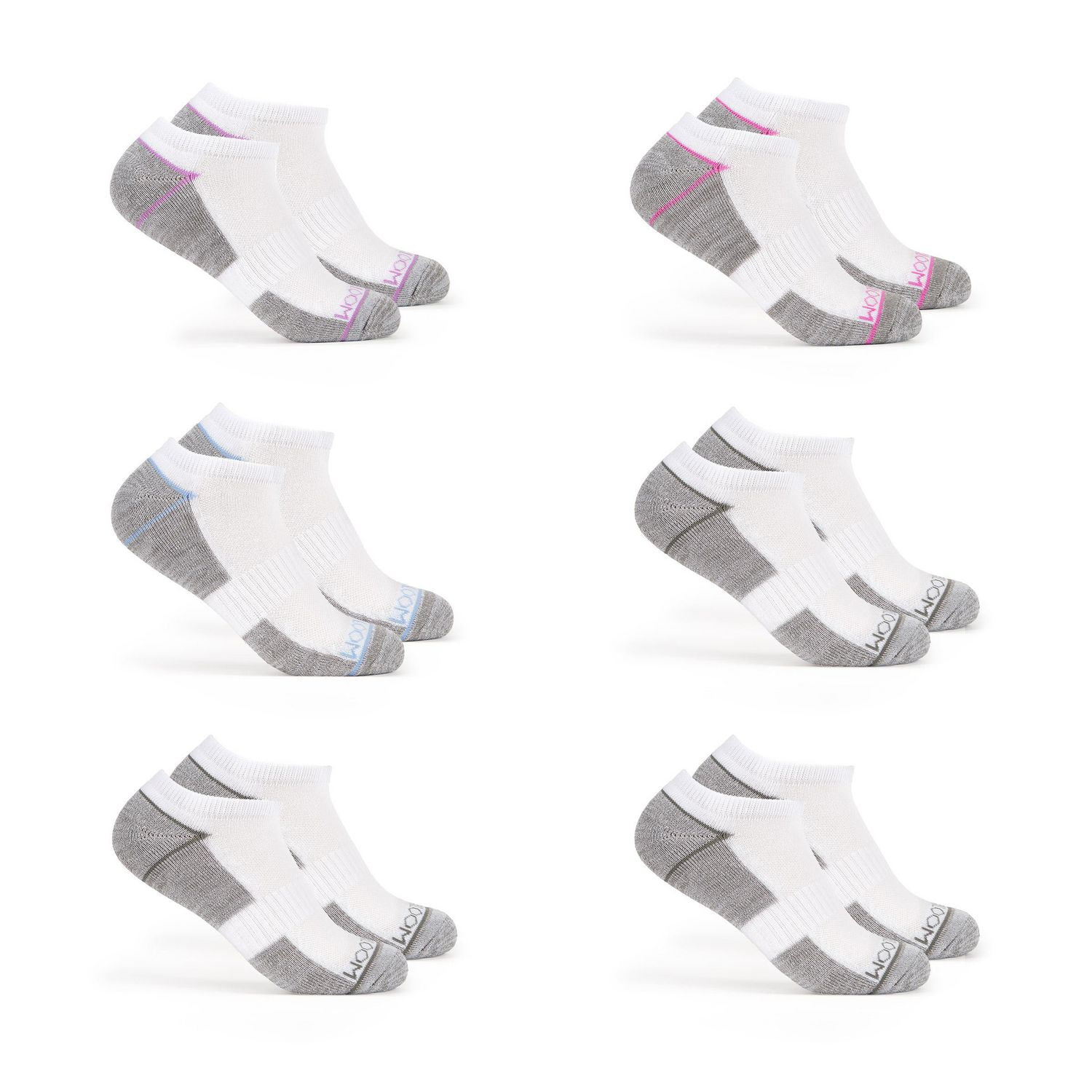 Fruit of the Loom Girls Sports Stripe 6 Pack No Show socks, Girls No Show Socks