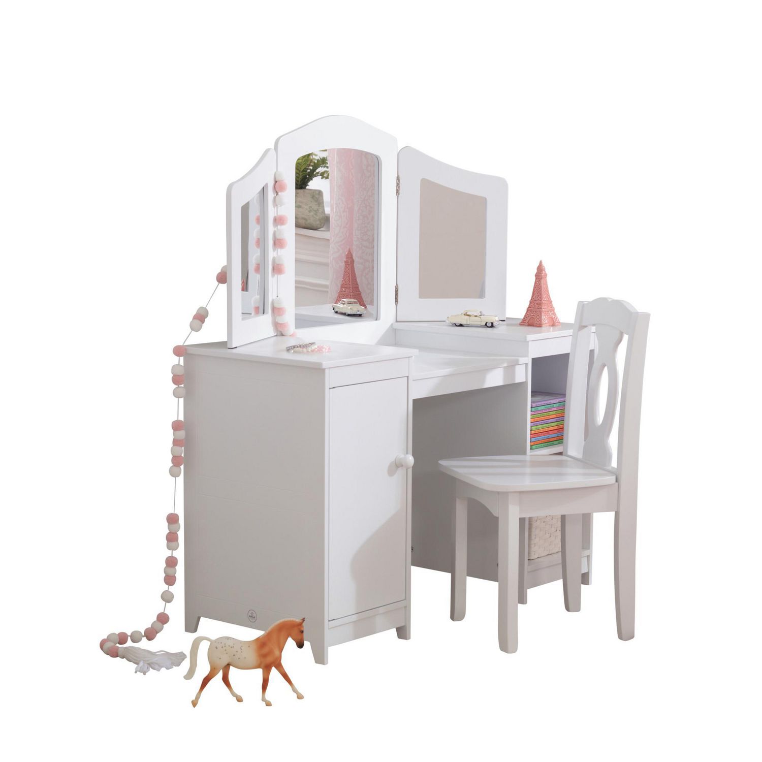 kidkraft deluxe 2 piece vanity set with mirror