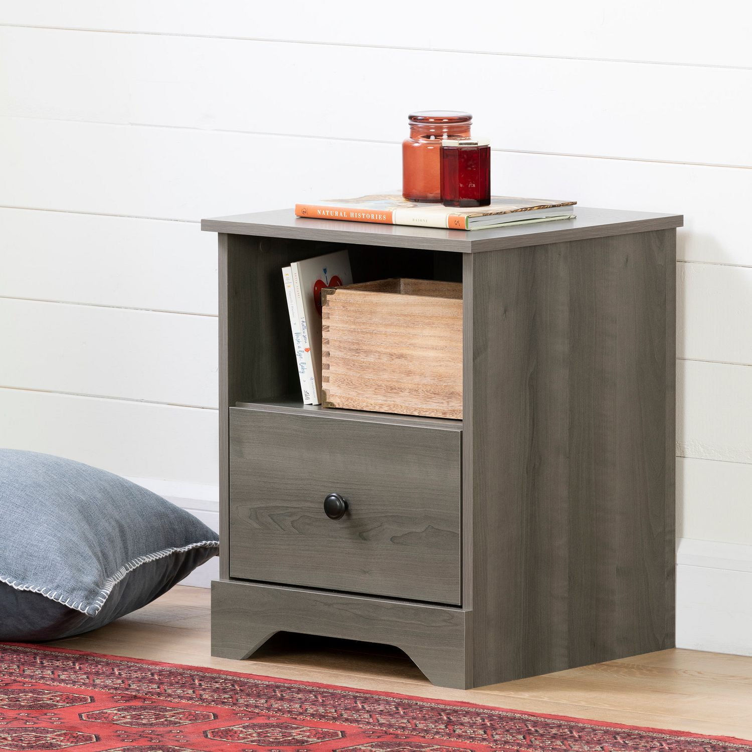 South Shore Volken 1 Drawer Nightstand Gray Maple Walmart Canada