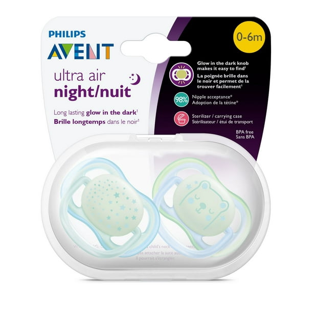 Philips Avent Sucette ultra air - 2 sucettes légères et aérées pour bébés  âgés de 18 mois et plus, sans BPA, avec étui de transport stérilisateur
