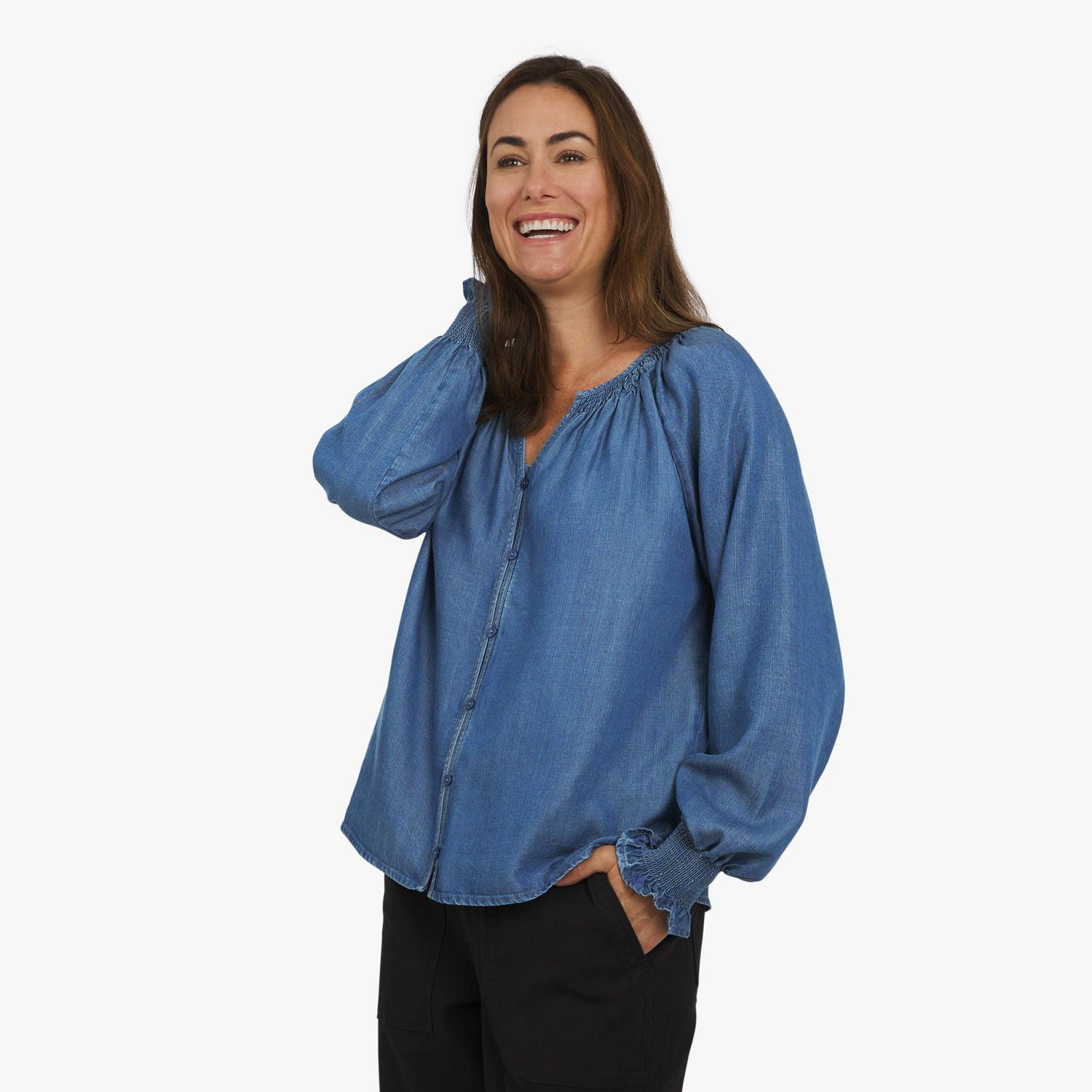 CHAPS SMOCKED CUFF B, SHIRT