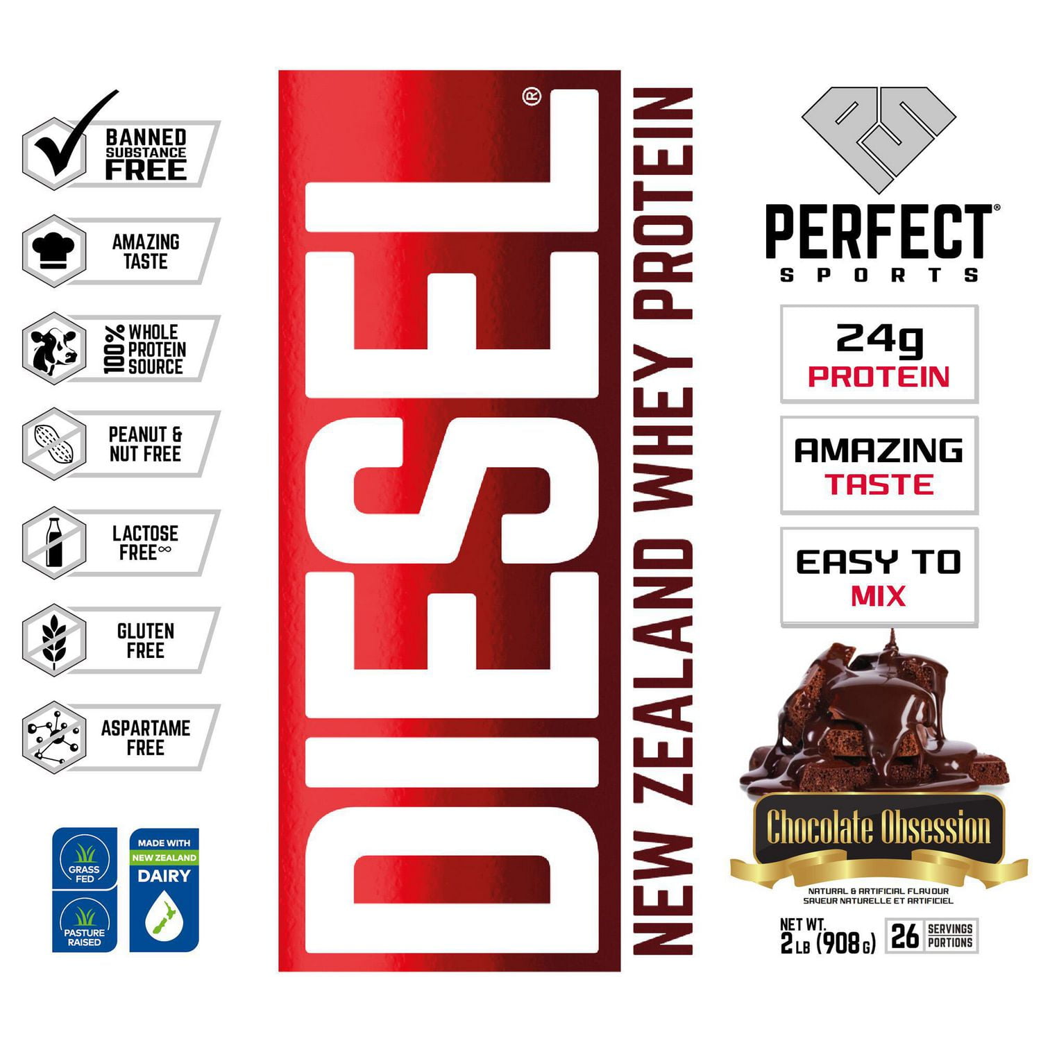 PERFECT Sports - DIESEL New Zealand Whey Protein, Grass-Fed +