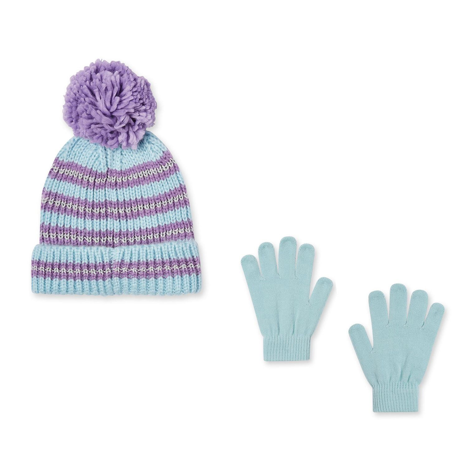 Ensemble 2 pièces avec tuque et gants rayés George pour filles