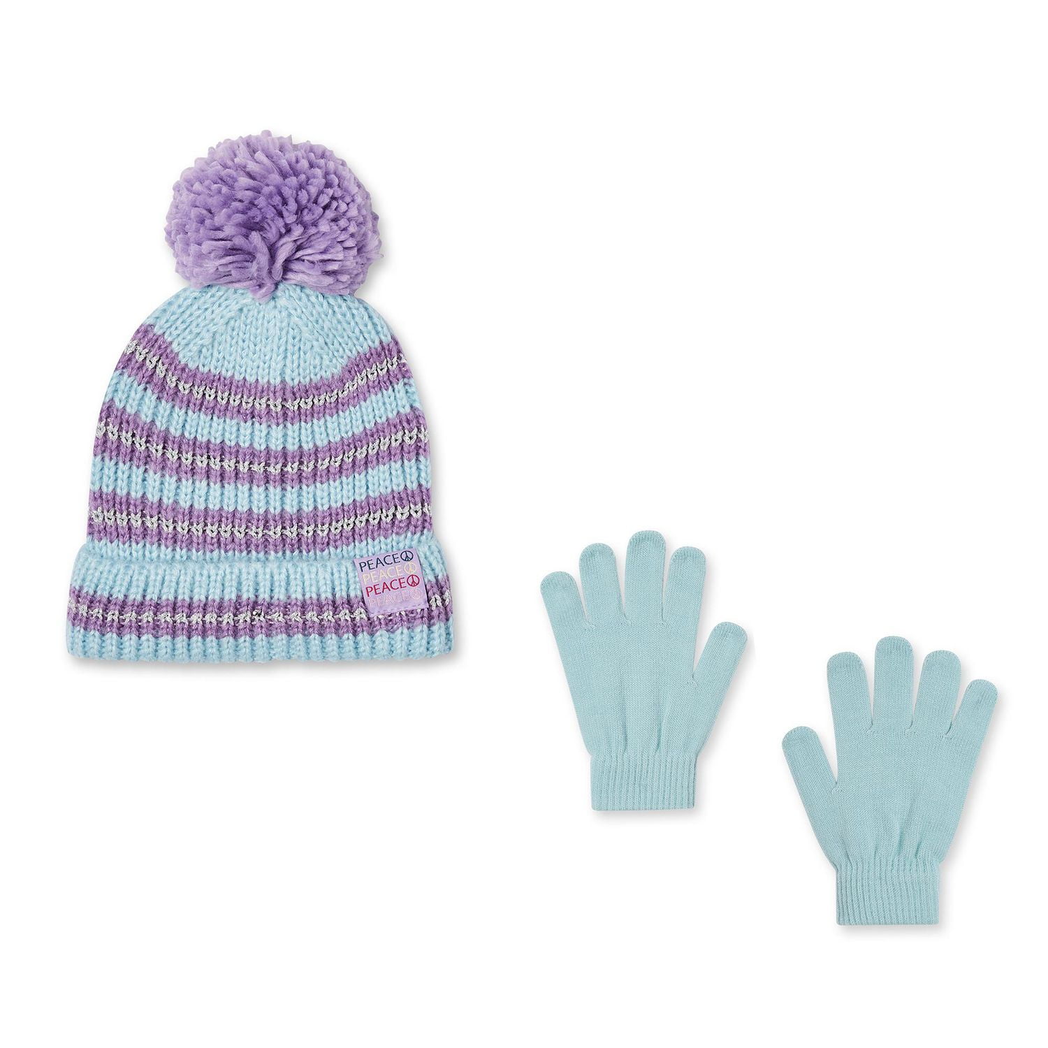 Ensemble 2 pièces avec tuque et gants rayés George pour filles