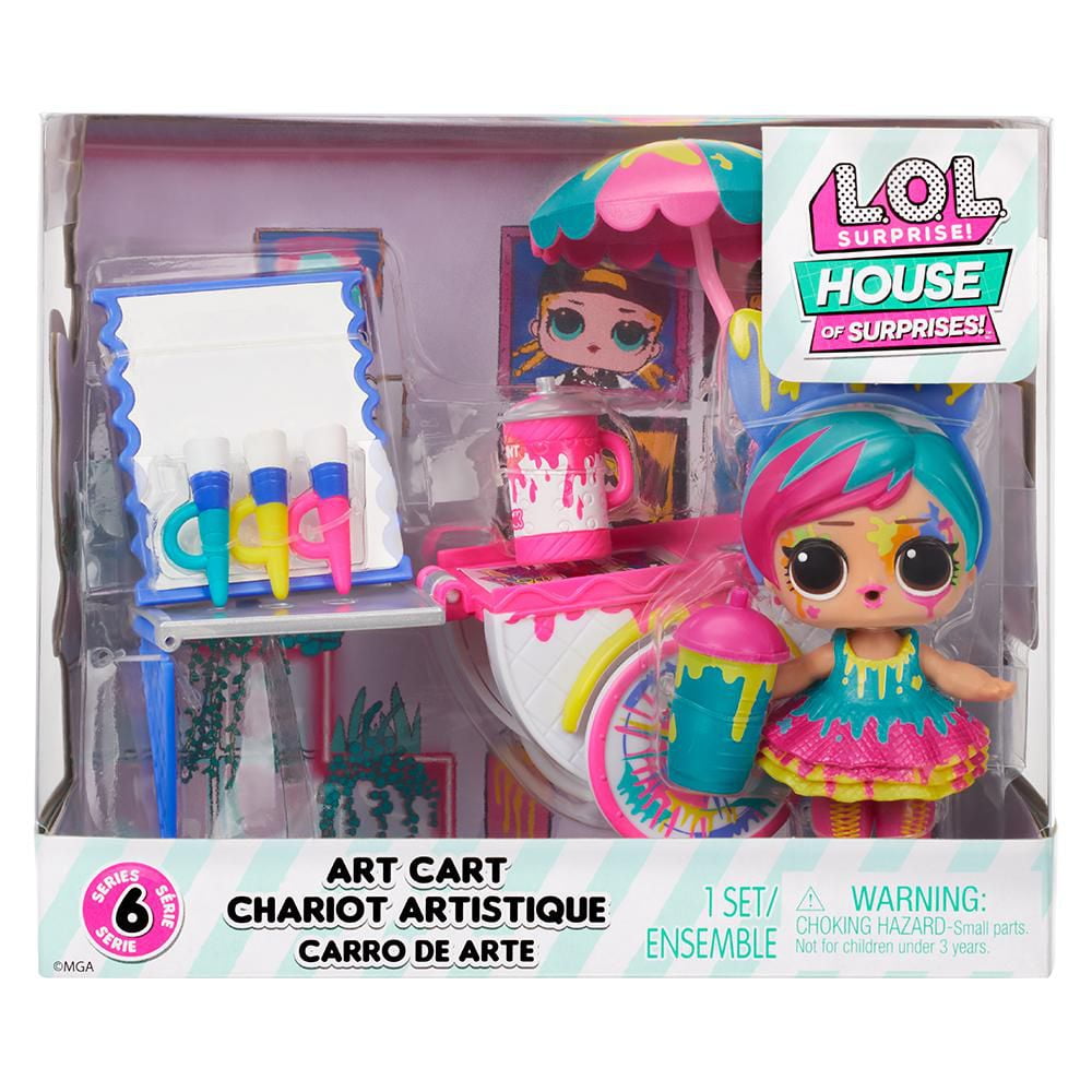 LOL Surprise OMG House of Surprises Art Cart Playset with