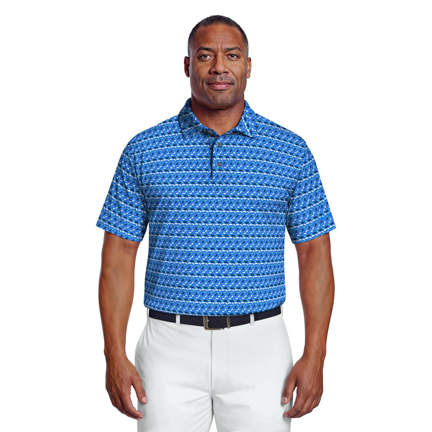 PGA Tour Course Essentials Men's Umbrella Geo Print Golf Polo Shirt, PGAT