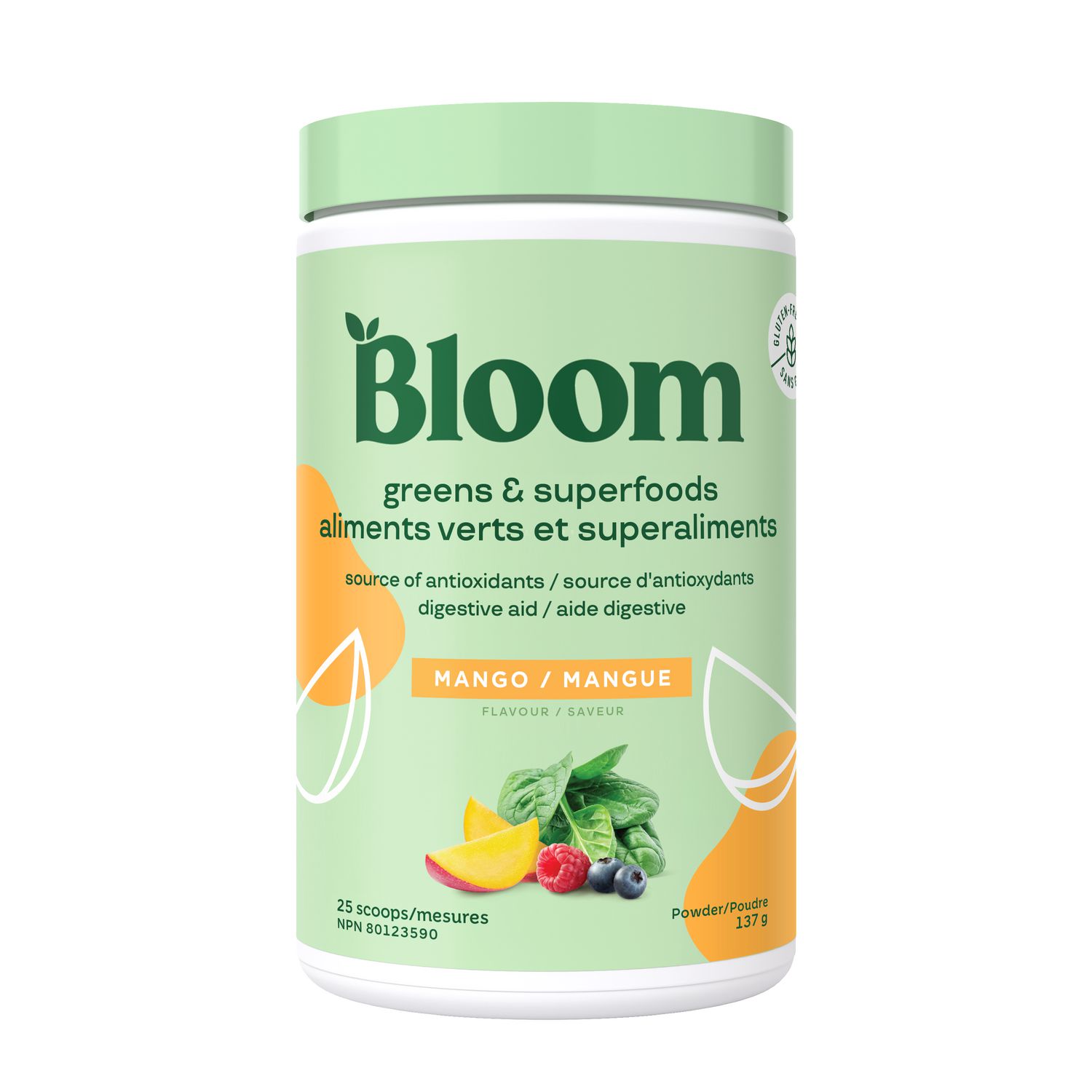 Bloom Nutrition Greens & Superfoods Powder, Mango, 25 Servings