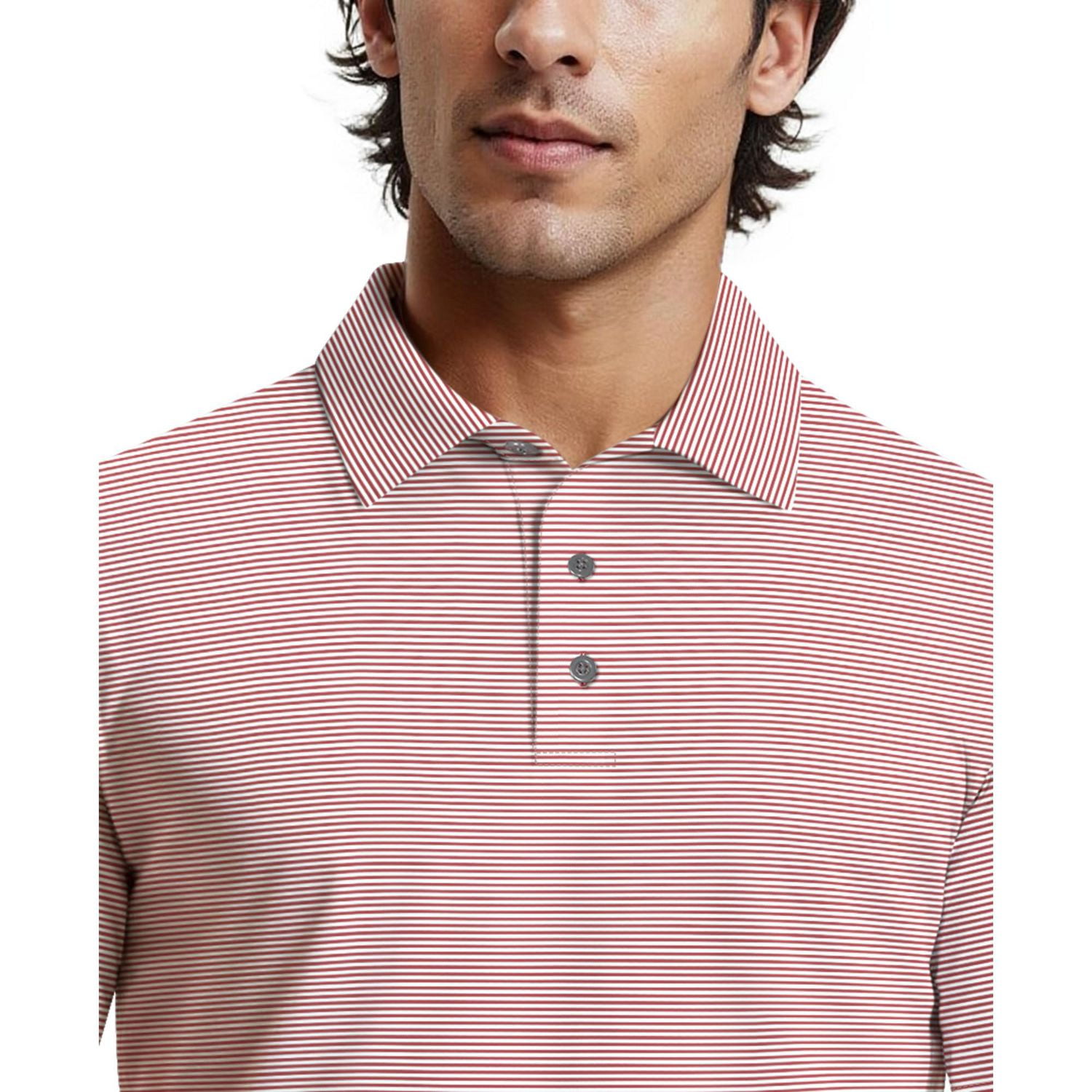 PGA Tour Course Essentials Men's Fine Line Feeder Stripe Polo