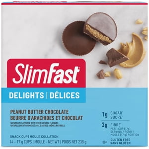 SlimFast Des snacks de bombe de Keto, 14x17g Bouteilles de beurre d'arachides au chocolat par boîte, 238 Grams