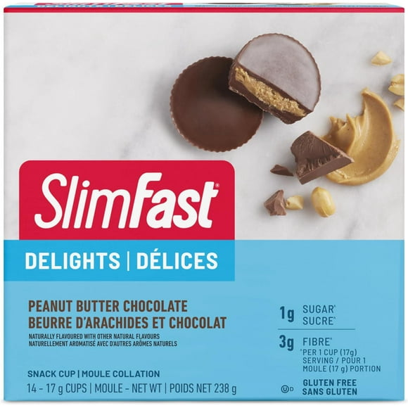 Slimfast Keto Bomb Snacks, 14x17g Choclate Peanut Butter tasses Par boîte, 238 grammes
