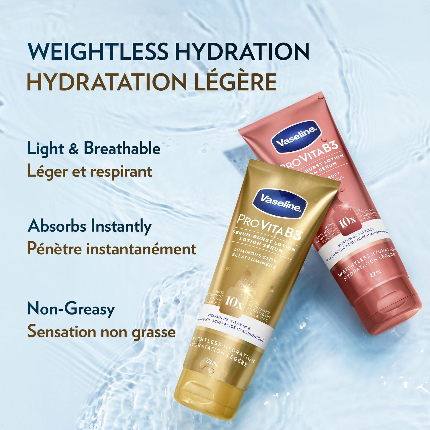Vaseline Pro VitaB3 Skin Care Healthy, Glowing Skin, Lightweight Luminous Glow 10x Antioxidant Power of Vitamin C, 222mL