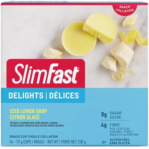 SlimFast Des snacks de bombe de Keto, 14x17g Coupes à goutte de citron par boîte, 239 Grams