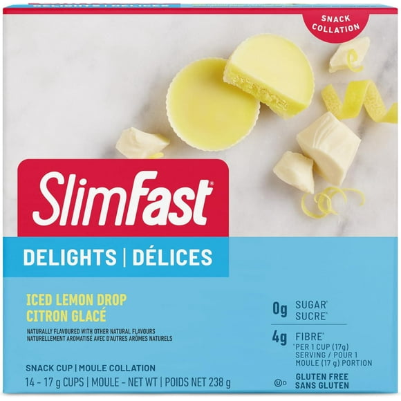 SlimFast Keto Bomb Snacks, 14x17g, Iced Lemon Drop tasses Par boite, 238 grammes