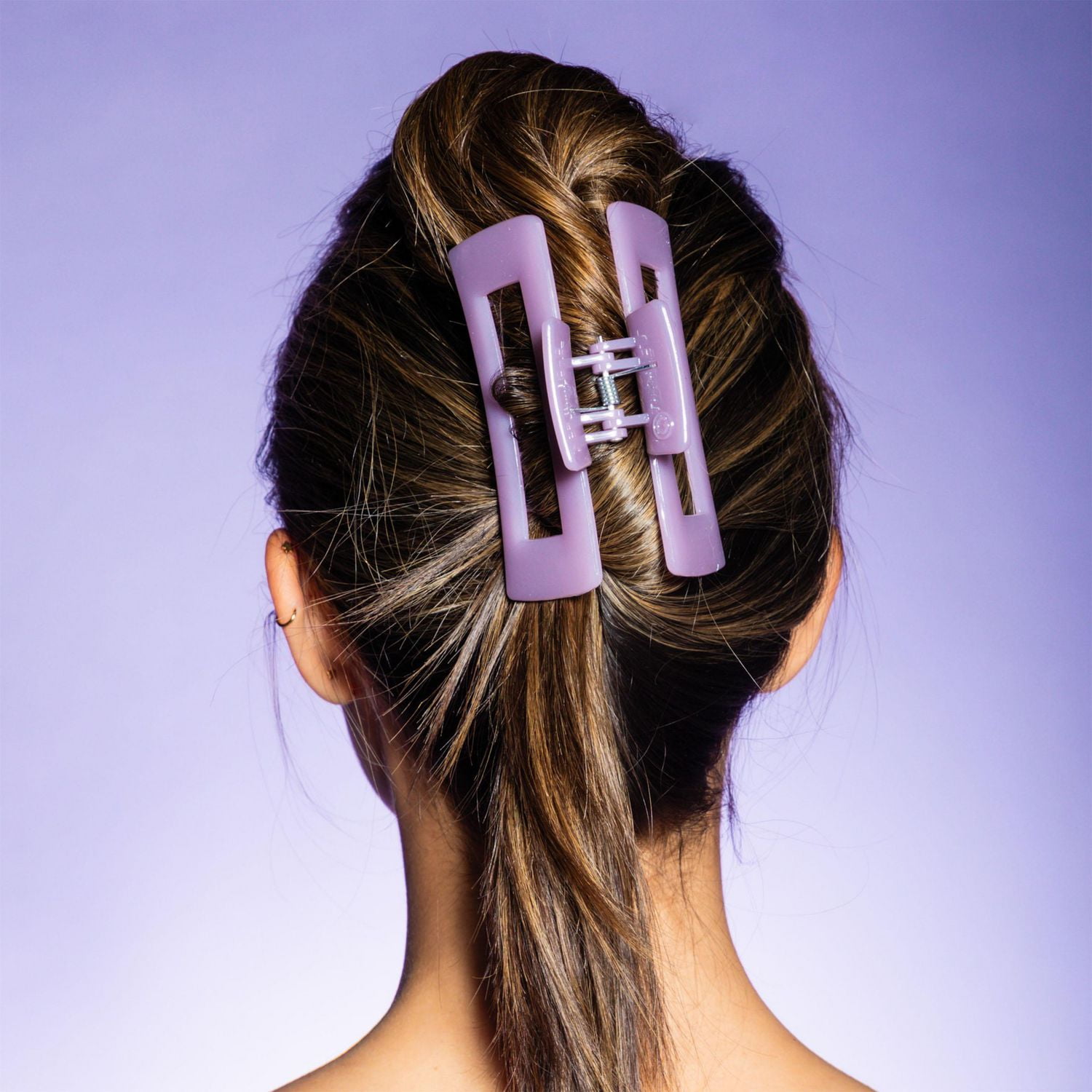 Gimme Rectangle Claw Clips, Purple & Cream, 2 Ct, Rectangle claw clips, purple & cream, 2 ct