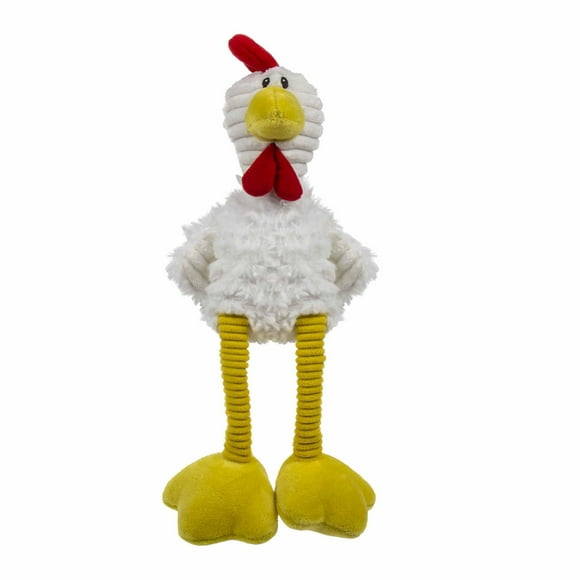 TrustyPup Tall Toes Dog Toy, Plush Squeaky Chicken, White, Large