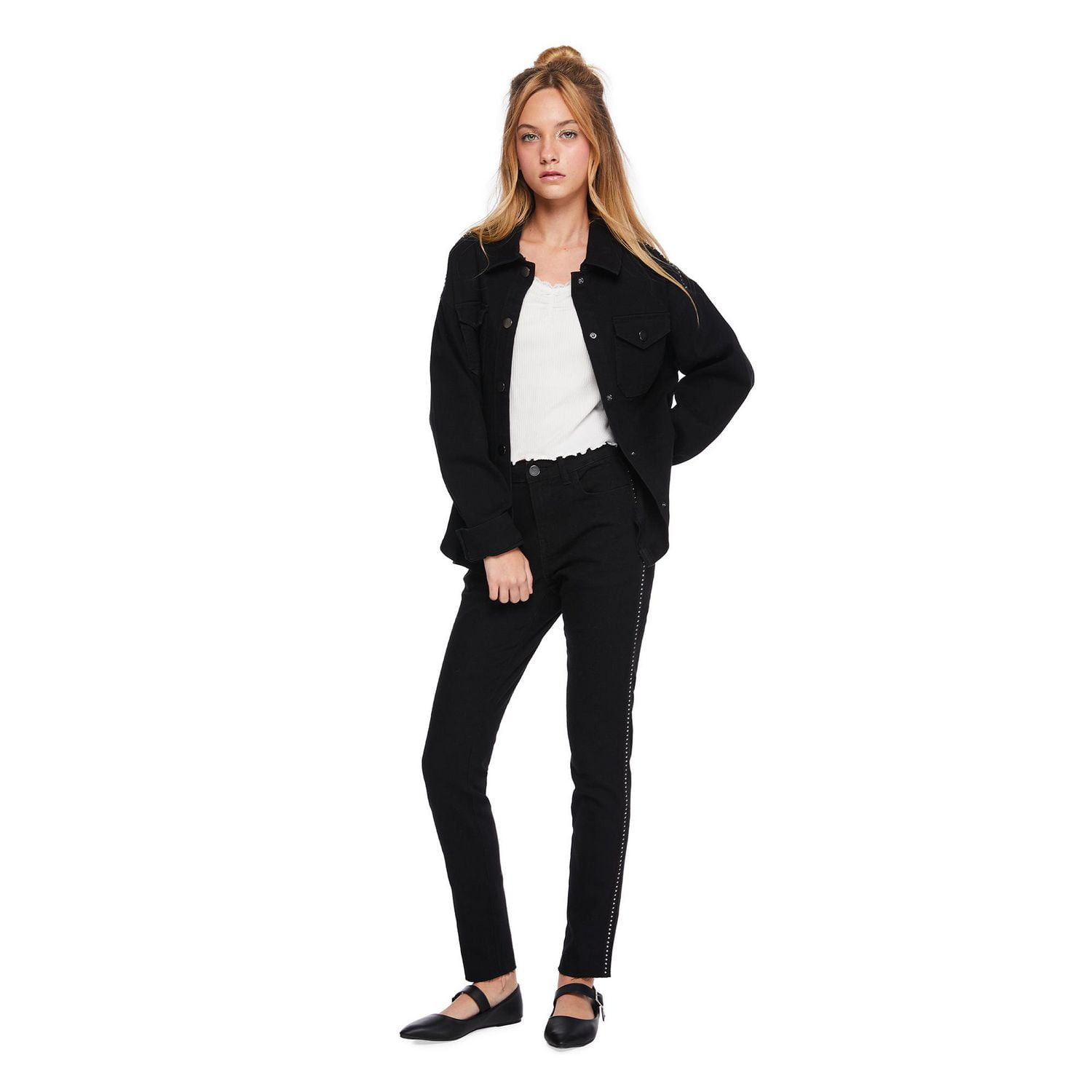 Veste-chemise avec boutons à pression et clous My Sister’s Closet pour filles