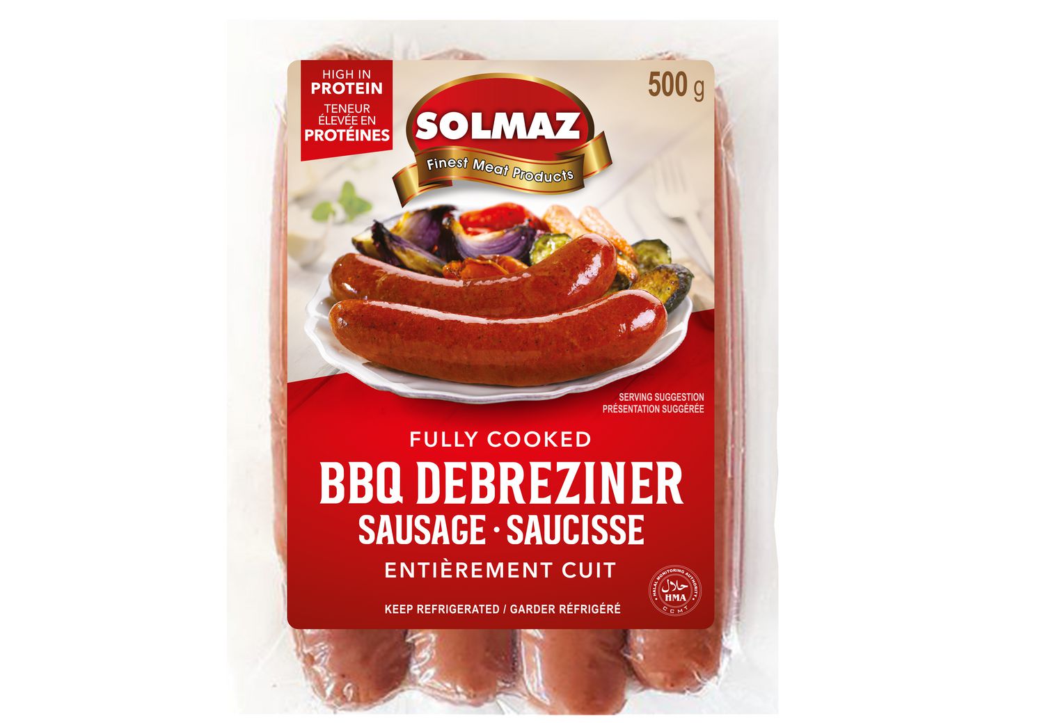 Solmaz Halal Saucisses Debreziner BBQ Entièrement cuit 500gr