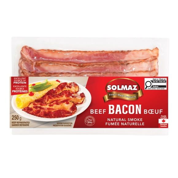 Solmaz Halal Bacon de Bœuf Fumé Naturellement 250gr