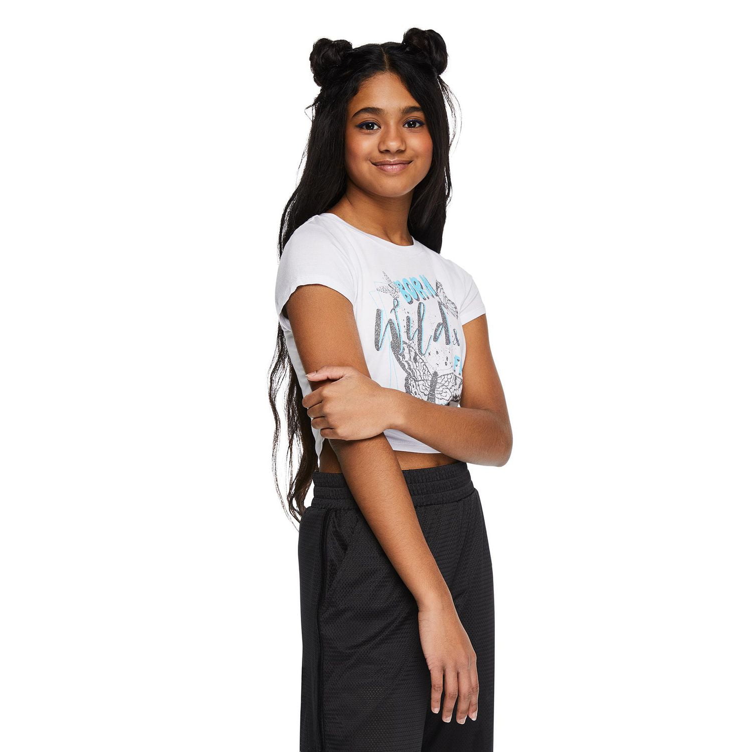 My Sister's Closet Girls' Side Ruched Graphic Tee