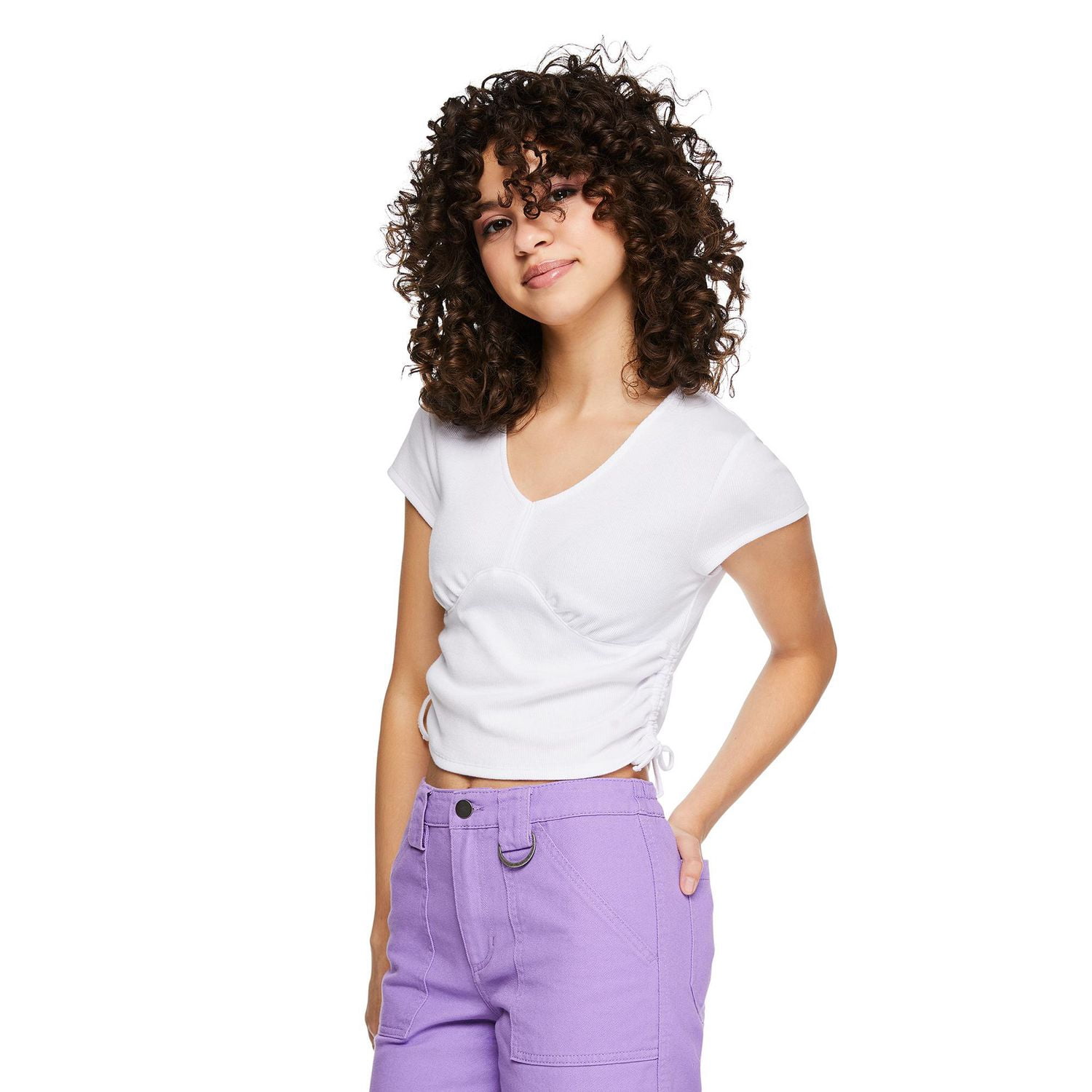 My Sister's Closet Girls' Side Ruched V-Neck Top