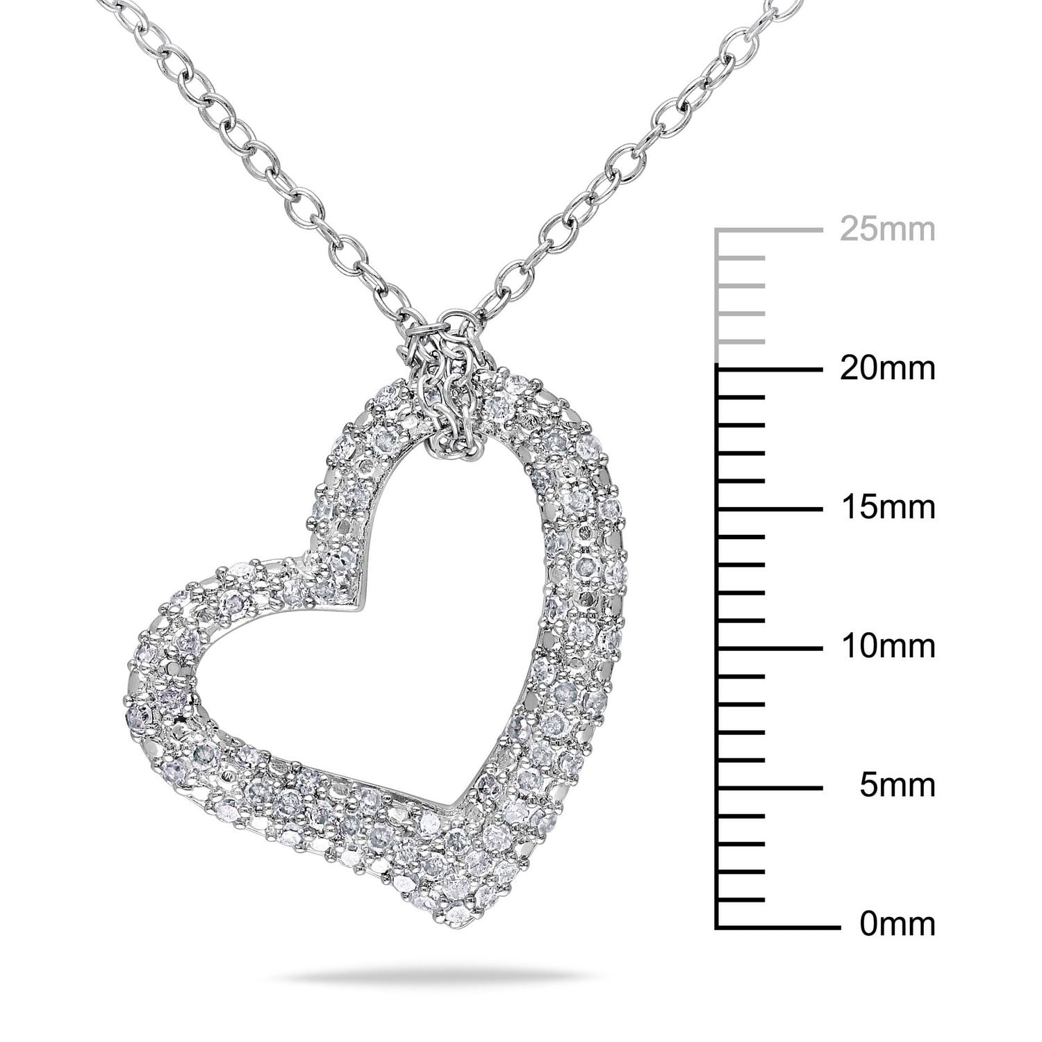 Miabella 1/3 Carat T.W. Diamond Sterling Silver Heart Pendant, 18"