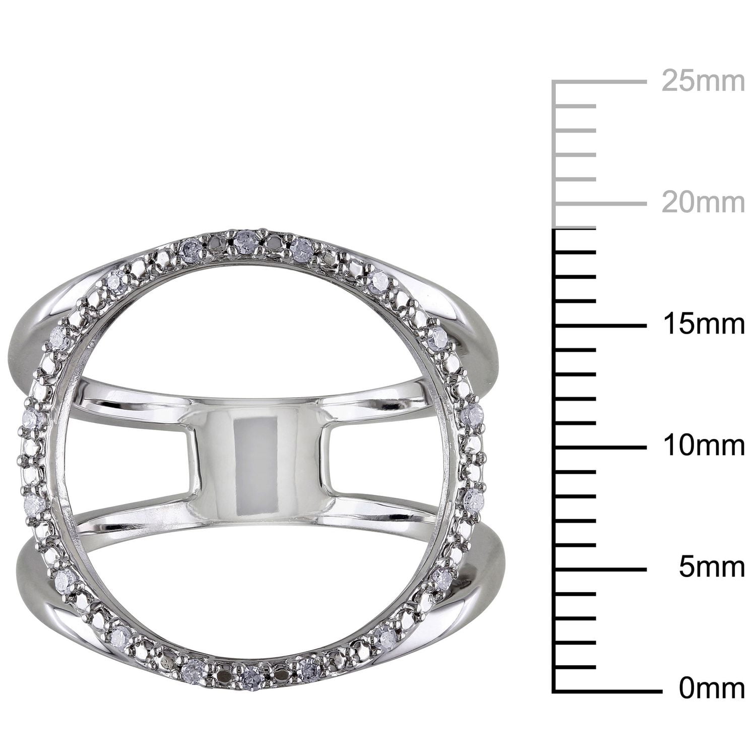 Bague géométrique ajourée Miabella avec diamants 1/10 CT poids total en argent sterling