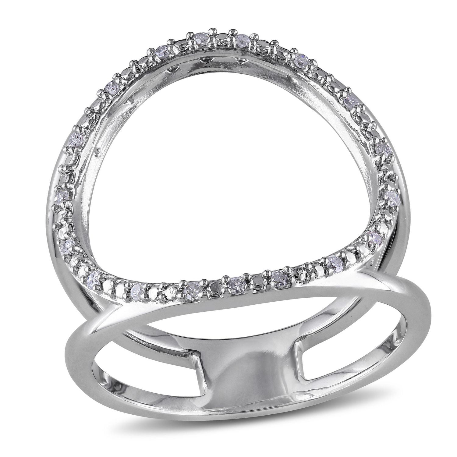 Bague géométrique ajourée Miabella avec diamants 1/10 CT poids total en argent sterling