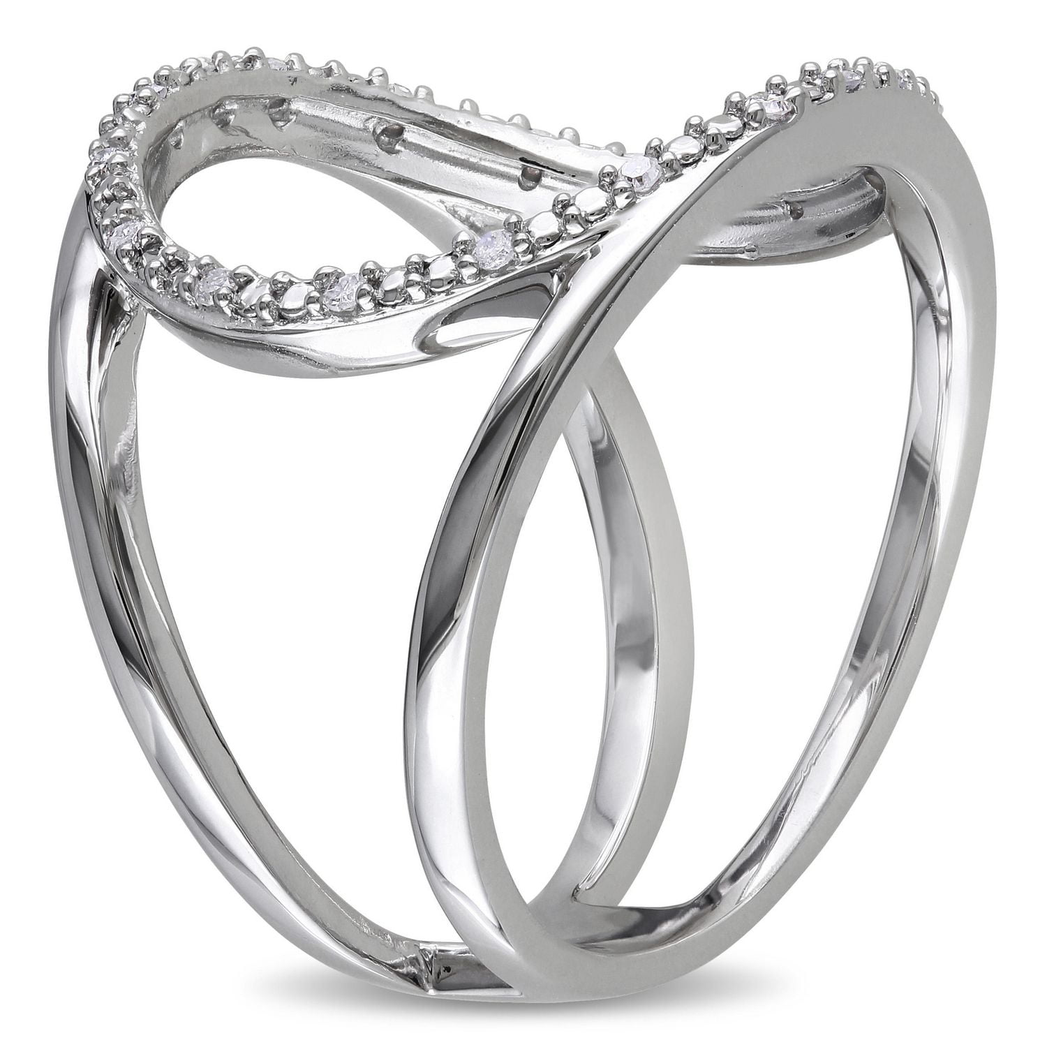 Miabella 1/10 Carat T.W Diamond Sterling Silver Open Geometric Ring