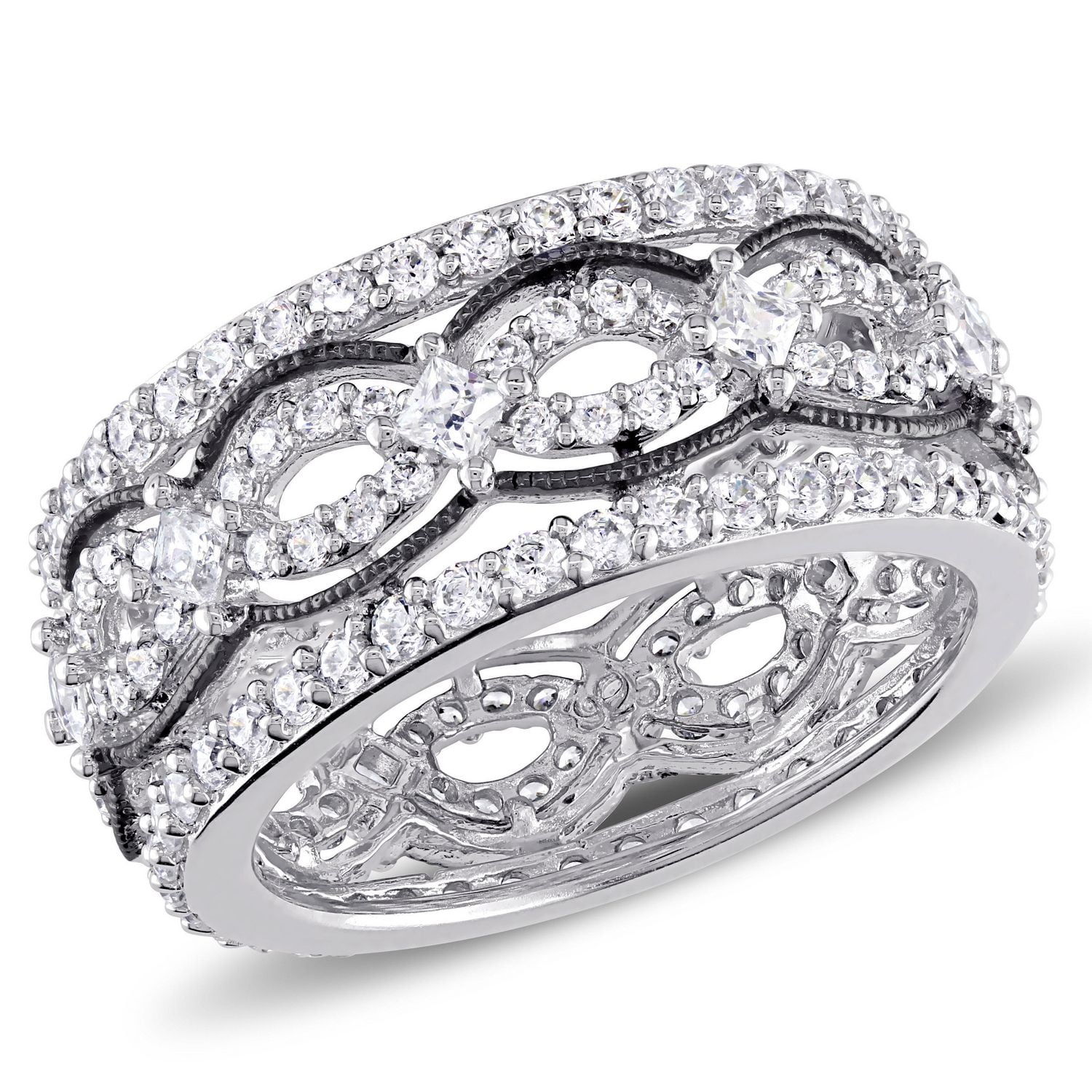 Bague Miabella avec zircons cubiques 3-2/5 CT PBT en argent sterling